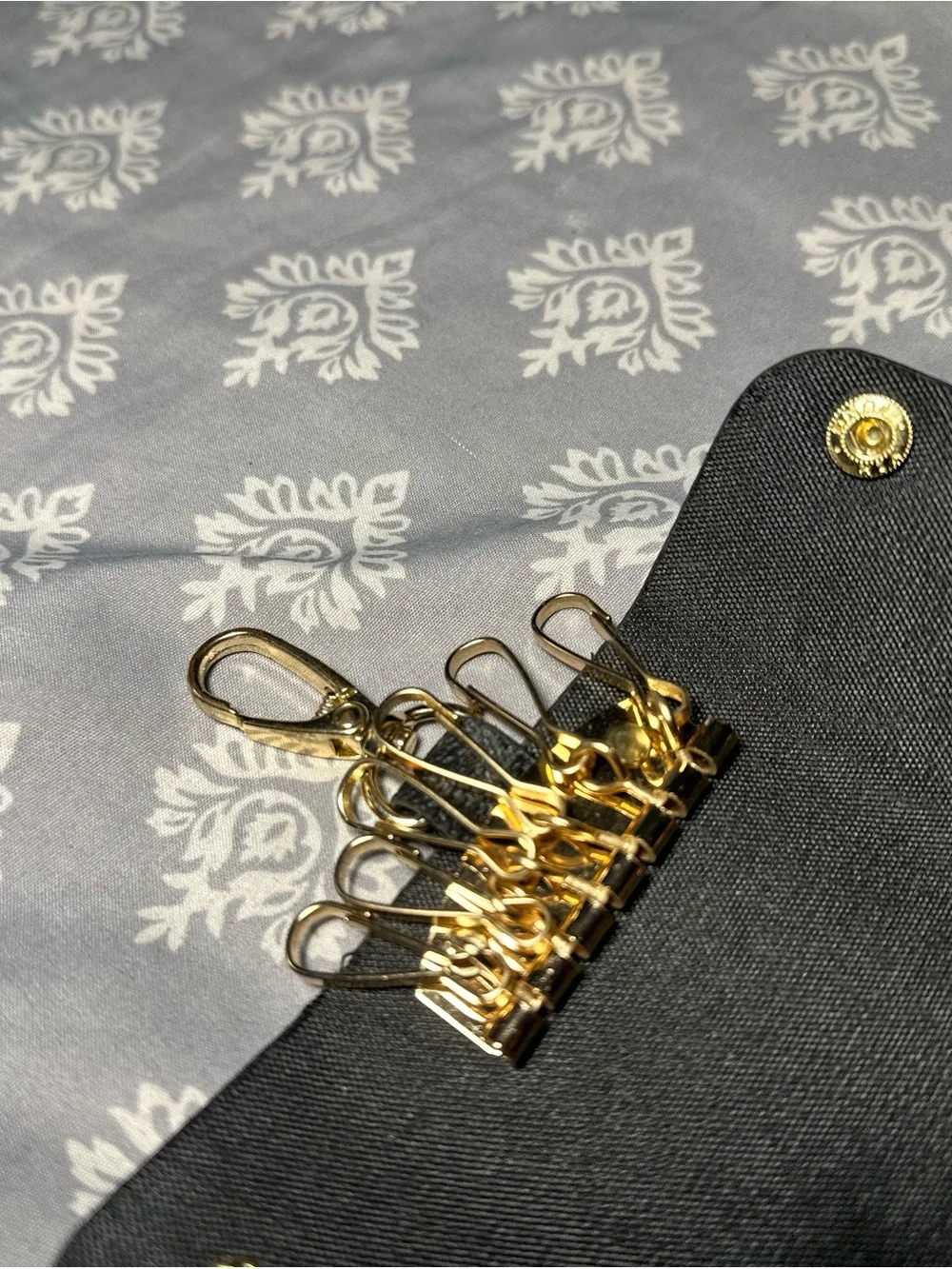 Louis Vuitton Black Monogram Key Pouch with Gold Hardware